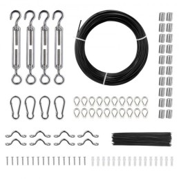 Vinyl Coated Wire Rope Kit, 3/32 Cable Through 1/16 Diameter Stainless Steel, 7x7 Strands Construction with 189 Accessories for