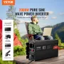 Pure Sine Wave Inverter, 2000 Watt, DC 12V to AC 230V Power Inverter with 2 AC Outlets 2 USB Port 1 Type-C Port, LCD Display and