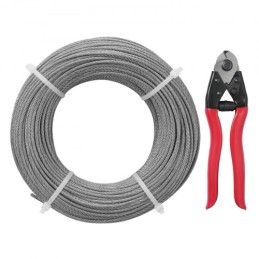 T316 Deck Railing Cable, 1/8" Stainless Steel Wire Rope 300 ft with Cutter Kit, 7x7 Strands Construction Marine Aircraft Grade