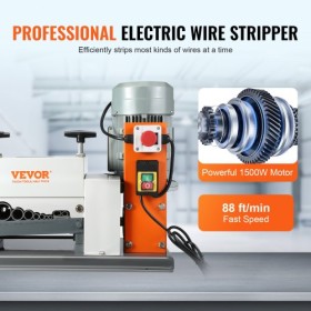 Automatic Wire Stripping Machine, 0.06''-1.575'' Electric Motorized Cable Stripper, 1500 W, 88 ft/min Wire Peeler with Double