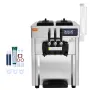 Commercial Ice Cream Machine, 18-28 L/H Yield, 1650W 3-Flavor Countertop Soft Serve Ice Cream Maker, 2 x 5.5L Stainless Steel Cy