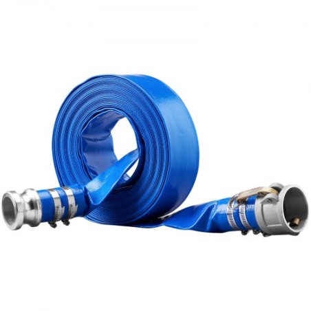 Backwash-slange, 2 i x 50 ft, kraftig PVC flad pooludladningsslange med aluminium Camlock C & E-fittings, klemmer, kompatible