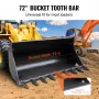 Bucket Tooth Bar, 72'', Heavy Duty Tractor Bucket 9 Teeth Bar for Loader Tractor Skidsteer, 4560 lbs Load-Bearing Capacity Bolt