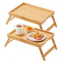 2-Pack Bed Tray Table with Foldable Legs, Bamboo Breakfast Tray for Sofa, Bed, Eating, Snacking, and Working, Folding Serving