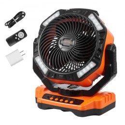 330.2mm Portable Fan Rechargeable with LED Lantern 4 Speeds Swivel Timer