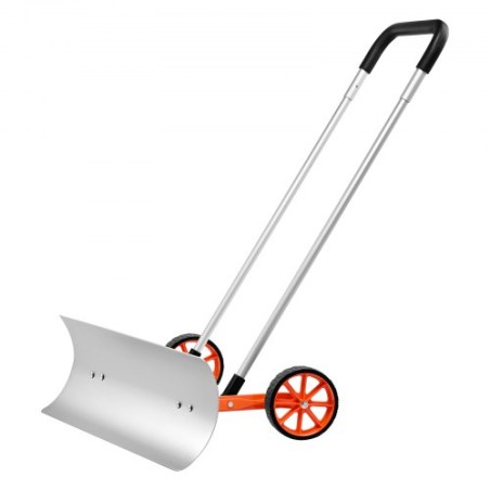 Snow Shovel with Wheels, 30 inch Snow Shovel for Driveway, Metal Snow Shovel Pusher for Snow Removal, Heavy Duty Shovel Pusher