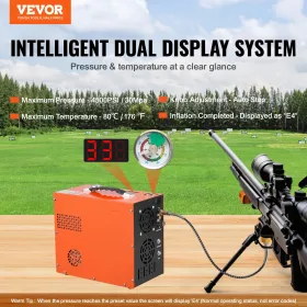 PCP Air Compressor, 4500PSI/30Mpa Portable PCP Airgun Compressor - Built-in Water and Fan Cooling System, Auto-Stop |