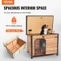 Outdoor Dog House, Waterproof Insulated Dog House with Elevated Floor, Anti-Bite Wood Dog House Outdoor Iron Frame, Open Roof, f