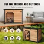 Outdoor Dog House, Waterproof Insulated Dog House with Elevated Floor, Anti-Bite Wood Dog House Outdoor Iron Frame, Open Roof, f