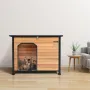 Outdoor Dog House, Waterproof Insulated Dog House with Elevated Floor, Anti-Bite Wood Dog House Outdoor Iron Frame, Open Roof, f