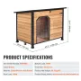Outdoor Dog House, Waterproof Insulated Dog House with Elevated Floor, Anti-Bite Wood Dog House Outdoor Iron Frame, Open Roof, f