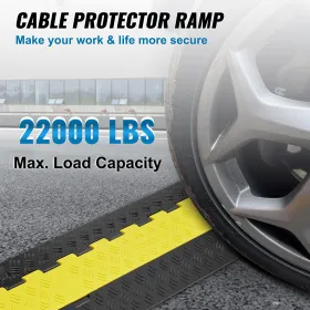 5 PCs Cable Protector Ramp, 2 Channel, 22000 lbs/axle Capacity Heavy Duty TPU Wire Cover Ramp Hose Protector Ramp Driveway,