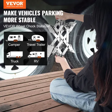 Camper Wheel Chock Stabilizer, X-shaped RV Stabilizer Wheel Chock, Fit for 1.5" to 10" Tire Space, 2 Sets of Wheel Chocks with R