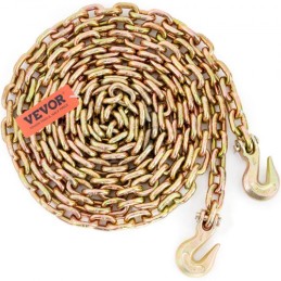 Transport Binder Chain, 7100 lbs Working Load Limit, 3/8'' x 20' G80 Tow Chain Tie Down with Grab Hooks, DOT Certified,