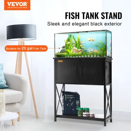 Aquarium Stand, 20 Gallon Fish Tank Stand, 25.6 x 16.5 x 31.9 in Steel and MDF Turtle Tank Stand, 167.6 lbs Load Capacity, Repti