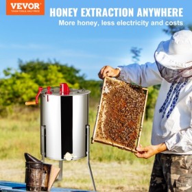 Manual Honey Extractor, 4/8 Frames Honey Spinner Extractor, Stainless Steel Beekeeping Extraction, Honeycomb Drum Spinner with