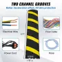 Rubber Speed Hump 183 x 30 x 4.5 cm, 2 Channel, 10000 kg Load Capacity Heavy Duty Traffic Speed Bump, with High Reflective Yello