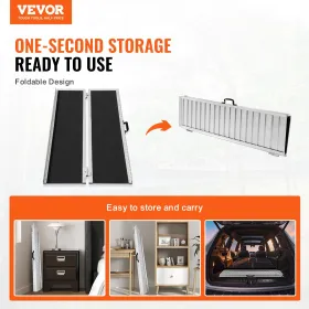 Portable Wheelchair Ramp, 5 ft 800 lbs Capacity, Non-Slip Aluminum Folding Threshold Ramp, Foldable Mobility Scooter Ramp Wheel