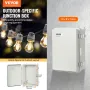 Outdoor Electrical Junction Box, 300 x 200 x 180 mm, ABS Plastic Electrical Enclosure Box with Hinged Cover Stainless Steel Latc