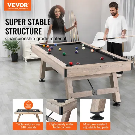 Billiards bord, 7 ft poolbord, juster benene stabile