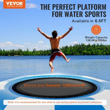 6,5ft oppustelig vandtrampolin svømmeplatform Bounce til Pool