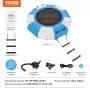 Inflatable Water Bouncer, 6.5ft Recreational Water Trampoline, Portable Bounce Swim Platform with 3-Step Ladder & Electric Air P