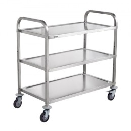 Kitchen Utility Cart, 3 Tiers, Wire Rolling Cart with 450LBS Capacity, Steel Service Cart on Wheels, Metal Storage Trolley with