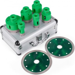 6 PCS Diamond Hole Set Set Drill Core Bits M14 tråd 20/25/40/45/50/68 mm (0,79/1/1,6/1,77/2/2,7 tommer) med 2 savblader