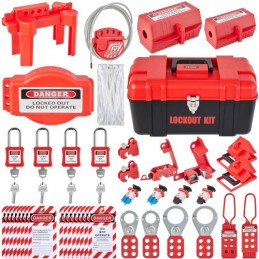 42 PCS Lockout Tagout Kits, Electrical Safety Loto Kit Includes Padlocks, 5 Kinds of Lockouts, Hasps, Tags & Ties, Box, Lockout