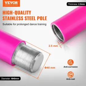 Professional Dancing Pole, Spinning Static Dancing Pole Kit, Portable Removable Pole, 40mm Heavy-Duty Stainless Steel Pole,