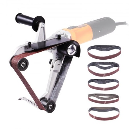 Belt Sander Adapter for Angle Grinder, Pipe or Tube Sanding Attachment with M14 Metric Thread and 10PCS Sanding Belts, Belt