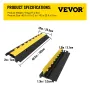  4 Pack Rubber Cable Protector Ramp 103x25.5x5 cm 2 Channel Heavy Duty 66000lbs Load Capacity Cable Wire Cord Cover Ramp Speed B