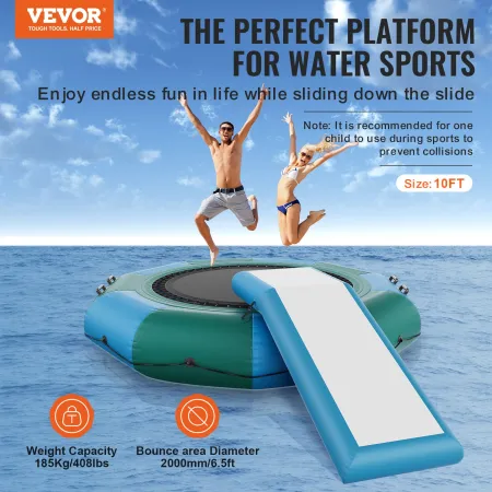 10ft oppustelig vandtrampolin svømmeplatform hopp med dias pool