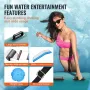 Inflatable Water Bouncer, 10ft Recreational Water Trampoline, Portable Bounce Swim Platform with Slide, 3-Step Ladder & Electric