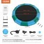 Inflatable Water Bouncer, 15ft Recreational Water Trampoline, Portable Bounce Swim Platform with 3-Step Ladder & Electric Air Pu