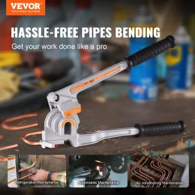 Pipe Tube Bender, 1/4", 3/8", 1/2" OD, 3 in 1 Manual Level Tube Bender, 180Â° Copper Aluminum Pipes Bending Tools for HVAC Air