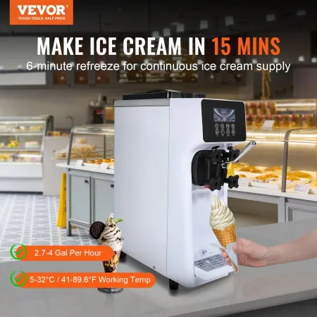 Blød servering Ice Cream Machine Maker 10L/H Udbytte enkelt