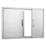 BBQ Access Door, 990x660 mm Double Outdoor Kitchen Door, Stainless Steel Flush Mount Door, Wall Vertical Door with Handles and H