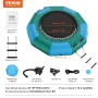 Inflatable Water Bouncer, 10ft Recreational Water Trampoline, Portable Bounce Swim Platform with 3-Step Ladder & Electric Air Pu