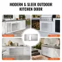 BBQ Access Door, 1067x534 mm Double Outdoor Kitchen Door, Stainless Steel Flush Mount Door, Wall Vertical Door with Handles, for