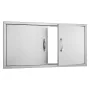 BBQ Access Door, 1067x534 mm Double Outdoor Kitchen Door, Stainless Steel Flush Mount Door, Wall Vertical Door with Handles, for