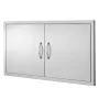 BBQ Access Door, 1067x534 mm Double Outdoor Kitchen Door, Stainless Steel Flush Mount Door, Wall Vertical Door with Handles, for