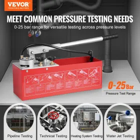 Hydrostatisk testpumpe, max 25 bar/362 psi, dobbeltventil