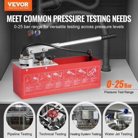 Hydrostatisk testpumpe, max 25 bar/362 psi, dobbeltventil