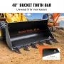Bucket Tooth Bar, 48'', Heavy Duty Tractor Bucket 6 Teeth Bar for Loader Tractor Skidsteer, 4560 lbs Load-Bearing Capacity Bolt 
