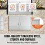 BBQ Access Door, 889x610 mm Double Outdoor Kitchen Door, Stainless Steel Flush Mount Door, Wall Vertical Door with Handles, for 