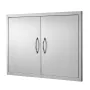 BBQ Access Door, 889x610 mm Double Outdoor Kitchen Door, Stainless Steel Flush Mount Door, Wall Vertical Door with Handles, for 