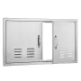 BBQ Access Door, 914x534 mm Double Outdoor Kitchen Door, Stainless Steel Flush Mount Door, Wall Vertical Door with Handles and V