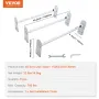 Van Roof Ladder Rack, 3 Bars Alloy Steel Roof Racks, 340 kg Capacity Rain-Gutter Roof Rack, Adjustable Length 40.2" to 74.8", Va
