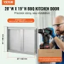 BBQ Access Door, 710x482 mm Double Outdoor Kitchen Door, Stainless Steel Flush Mount Door, Wall Vertical Door with Recessed Hand